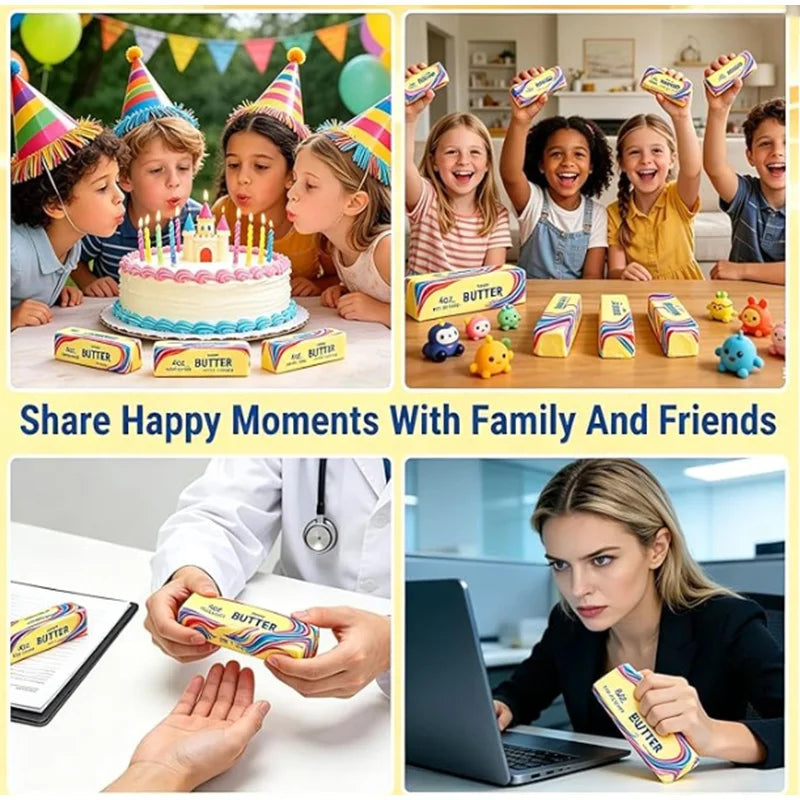 Colorful Slow Rising Butter Squishy Squeeze Toys Pack Sensory Stress Relief Soft & Stretchy Toy for Party Favors Squishy Butter