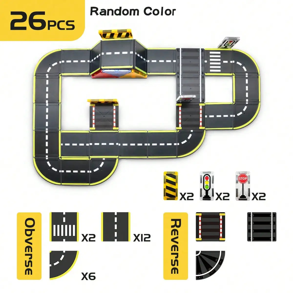 Magnetic Building Blocks, Magnetic Toy, Transportation-Themed Road Planning Architect, Durable Abs Structure, with Race Track