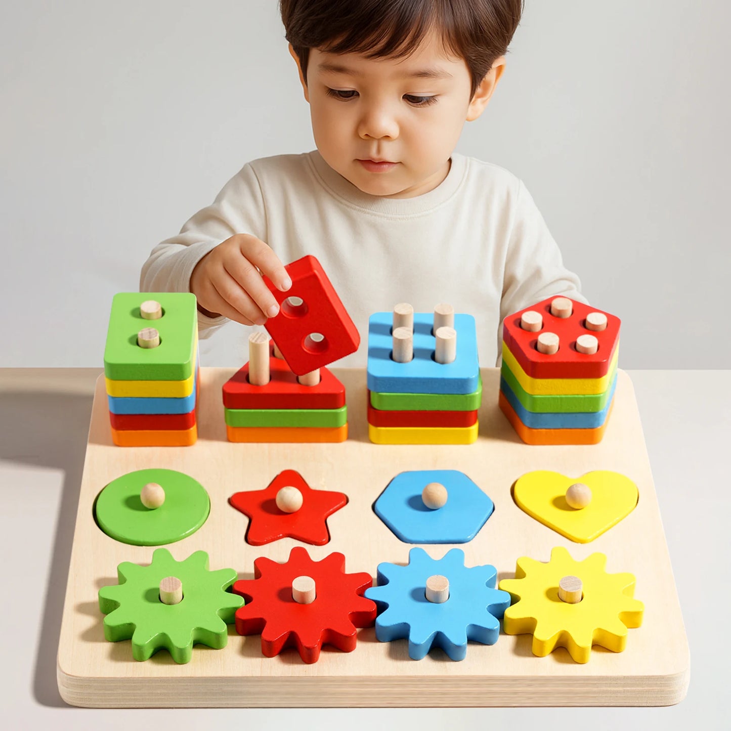 Montessori Wooden Sorting Stacking Toys Puzzle