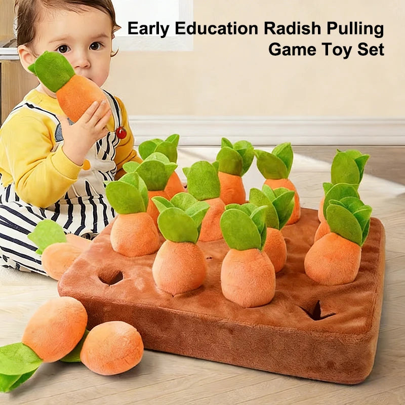 Montessori Plush Pull Carrot Toy Soft Cotton Radish Interactive Game Baby Cognitive Educational Toys Early Learning Gift for Chi