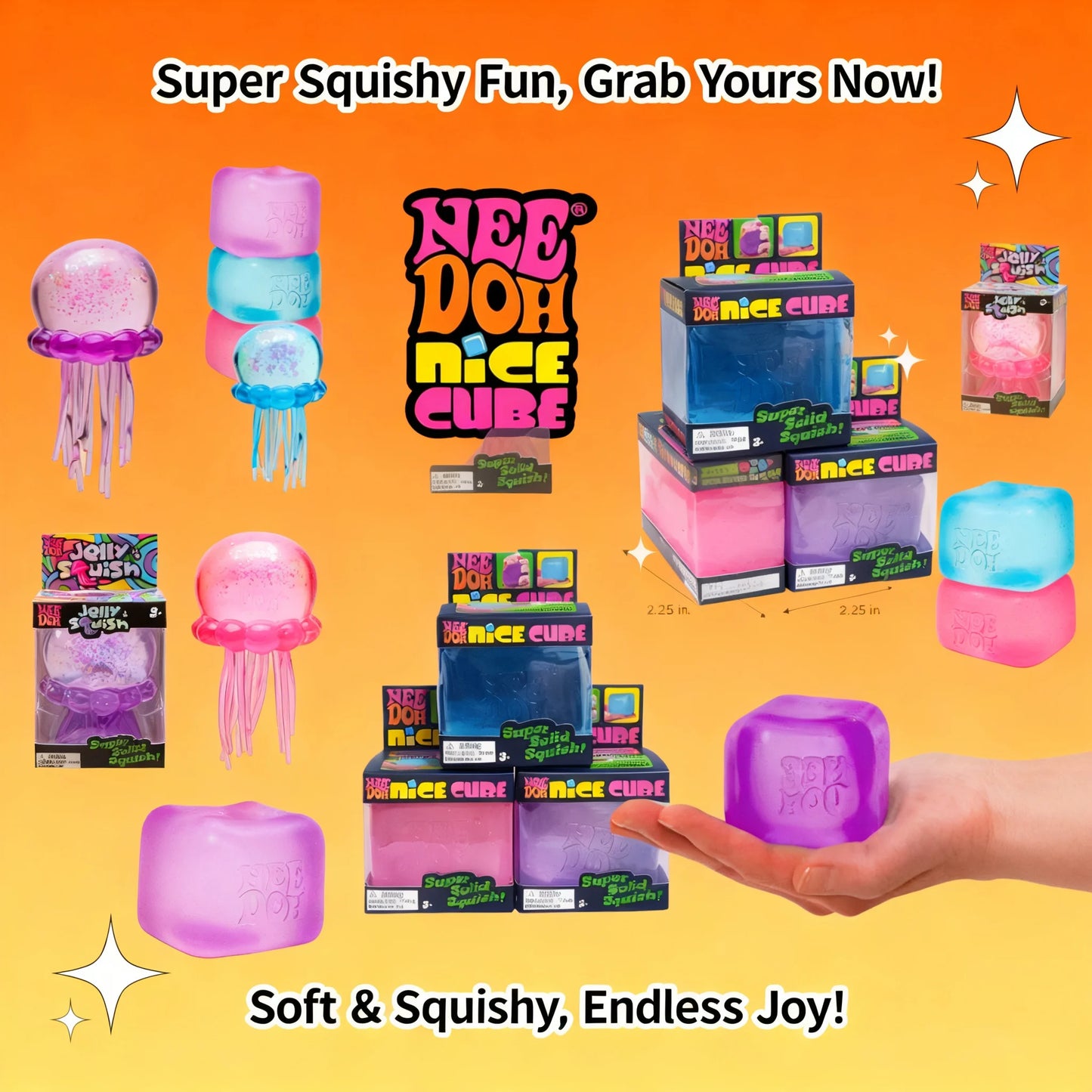 Trending Jellyfish Cube Squish Toy Soft Jelly Squeeze Stress Relief Fidget Sensory NeeDoh for Kids Adults