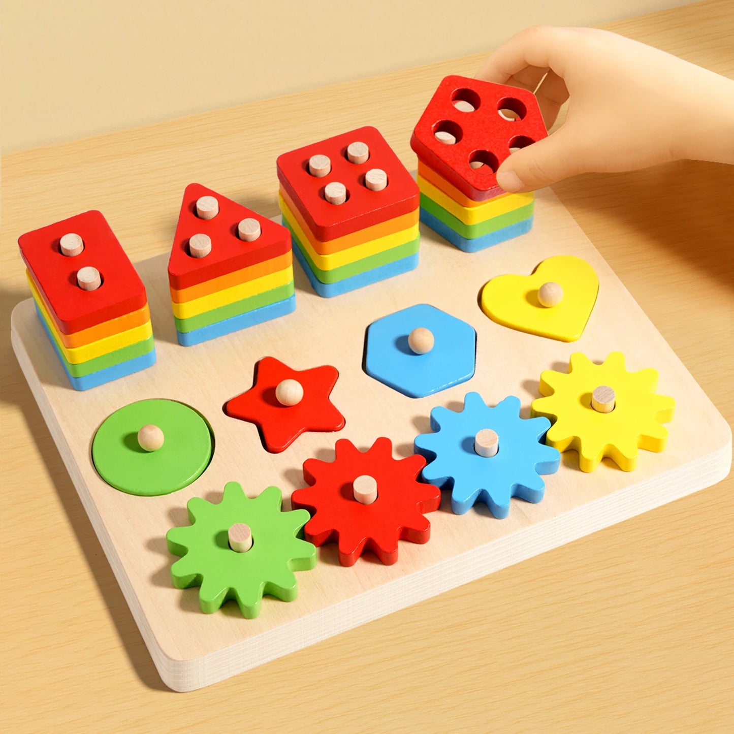 Montessori Wooden Sorting Stacking Toys Puzzle