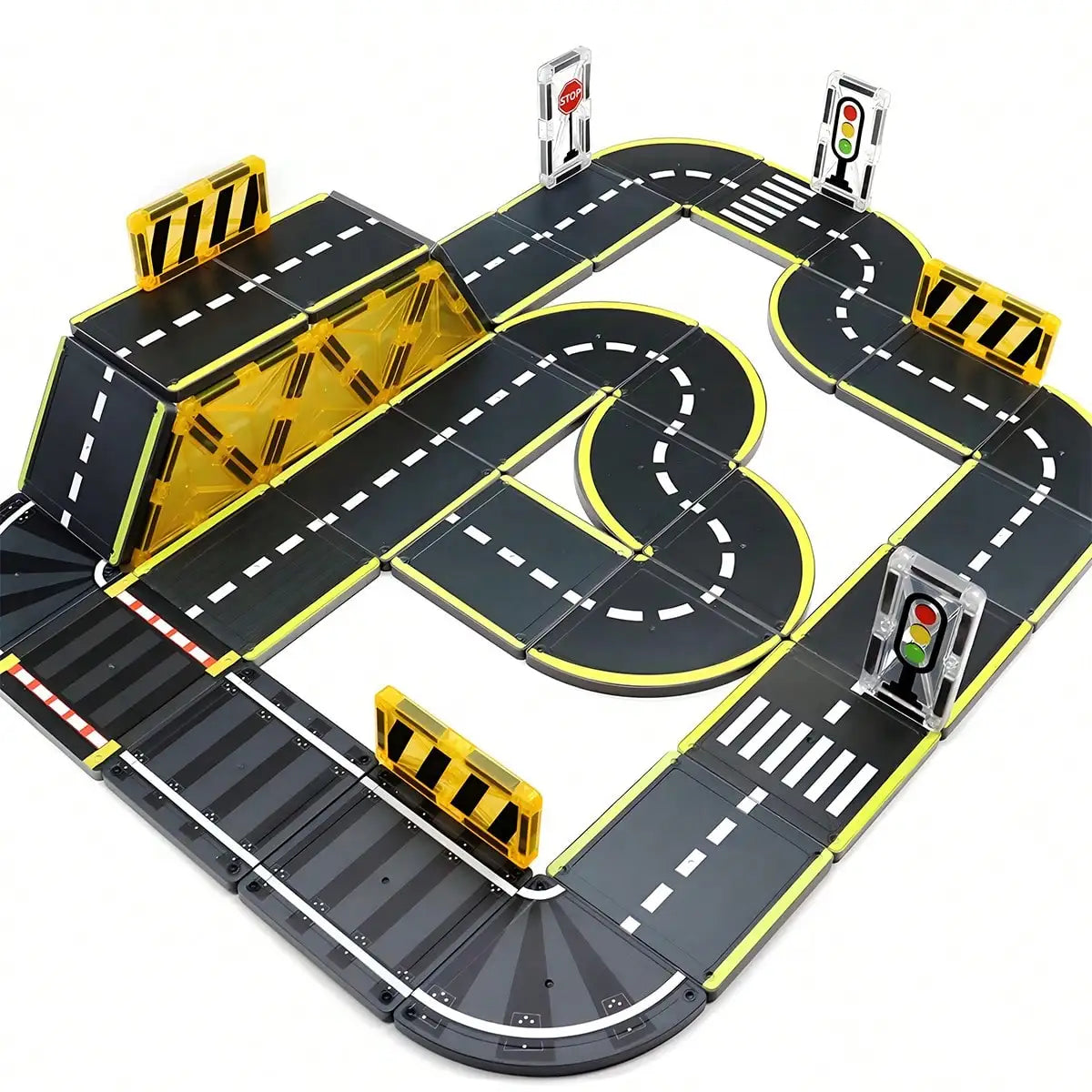 Magnetic Building Blocks, Magnetic Toy, Transportation-Themed Road Planning Architect, Durable Abs Structure, with Race Track