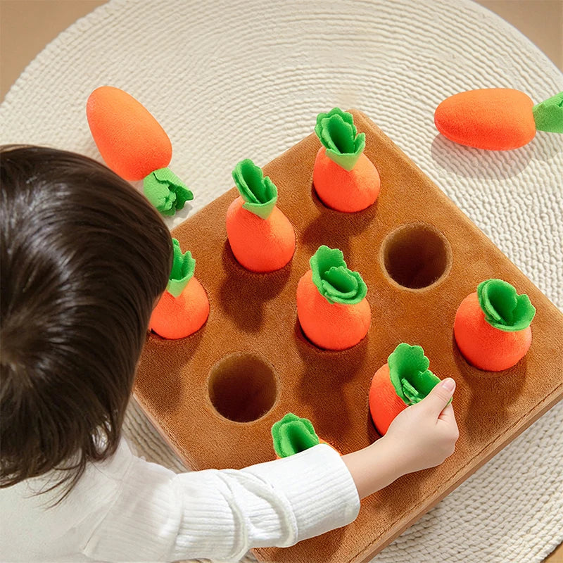Montessori Plush Pull Carrot Toy Soft Cotton Radish Interactive Game Baby Cognitive Educational Toys Early Learning Gift for Chi