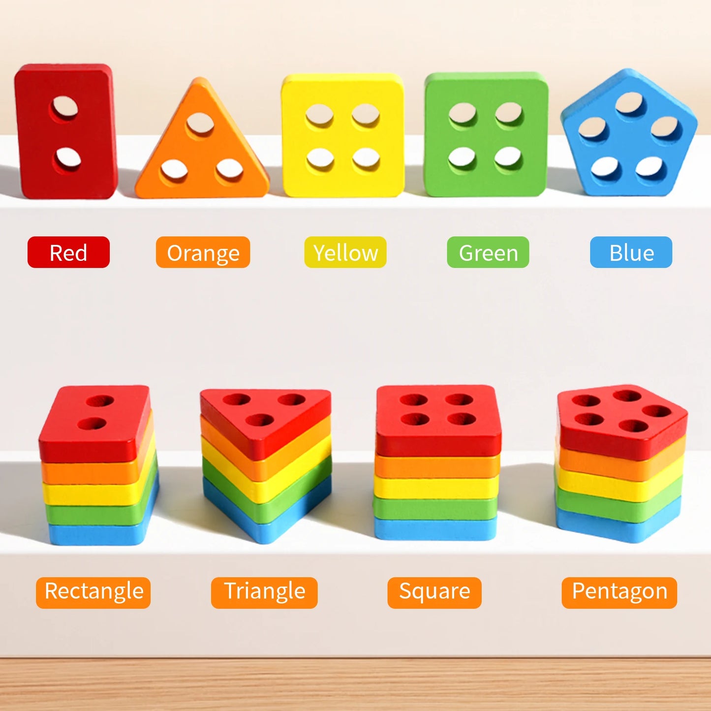 Montessori Wooden Sorting Stacking Toys Puzzle