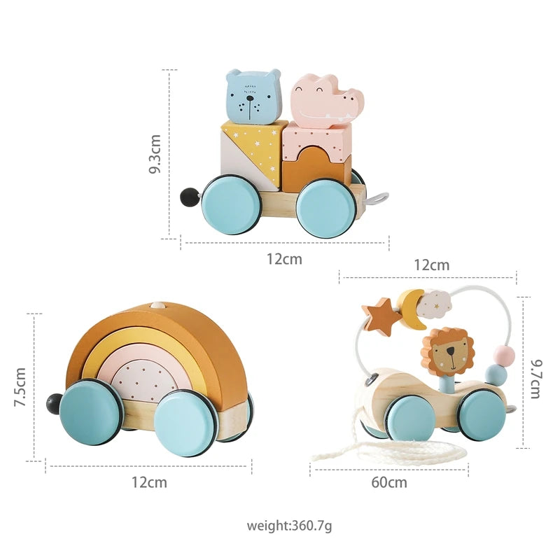 Wooden Montessori Toys Animal Block Train