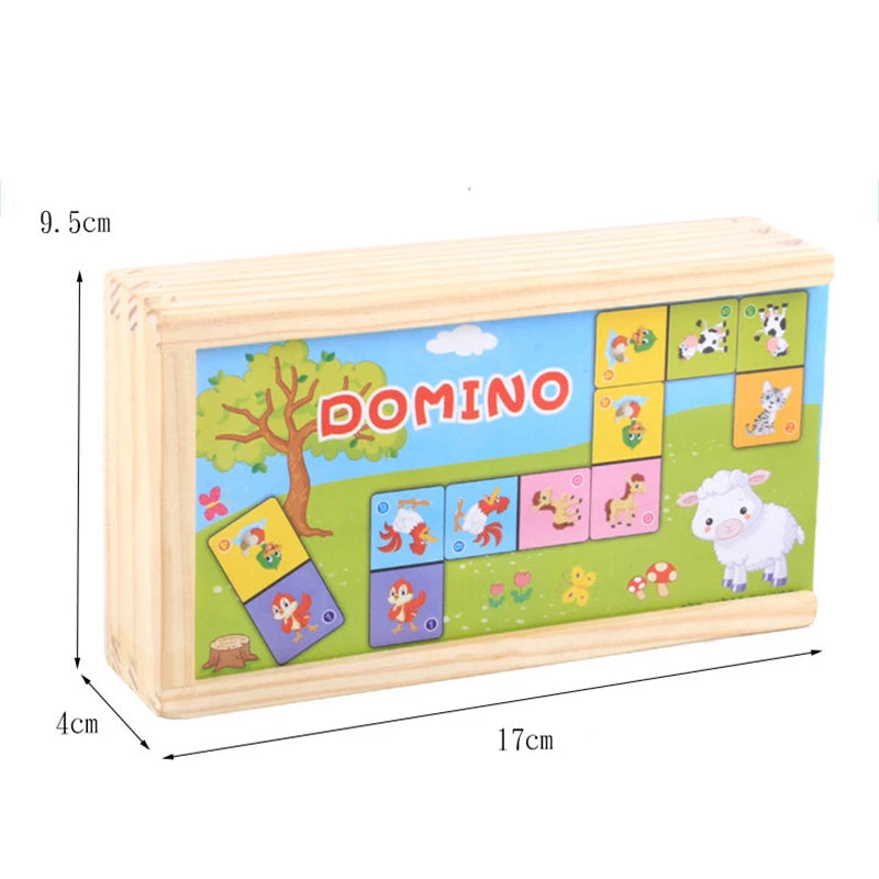 Montessori Wooden Domino Building Blocks Animal