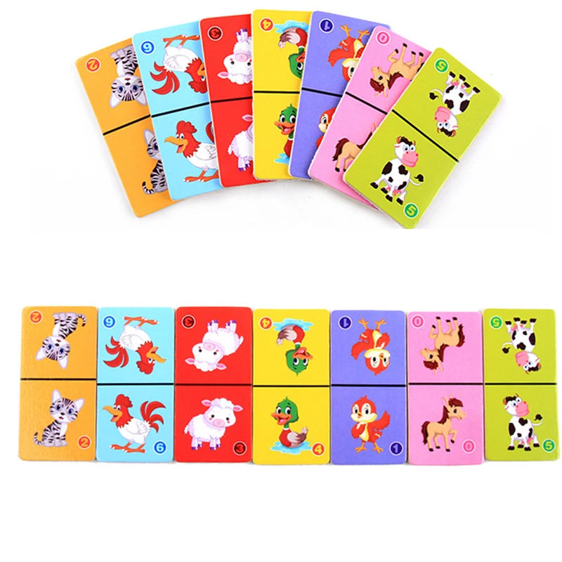 Montessori Wooden Domino Building Blocks Animal