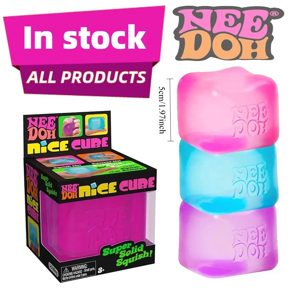 #In Stock Squishy NeeDoh Schylling Nice Cube Sensory Squeeze Toy with Super Solid Squish Stress Relief Anxiety Sensory Gifts