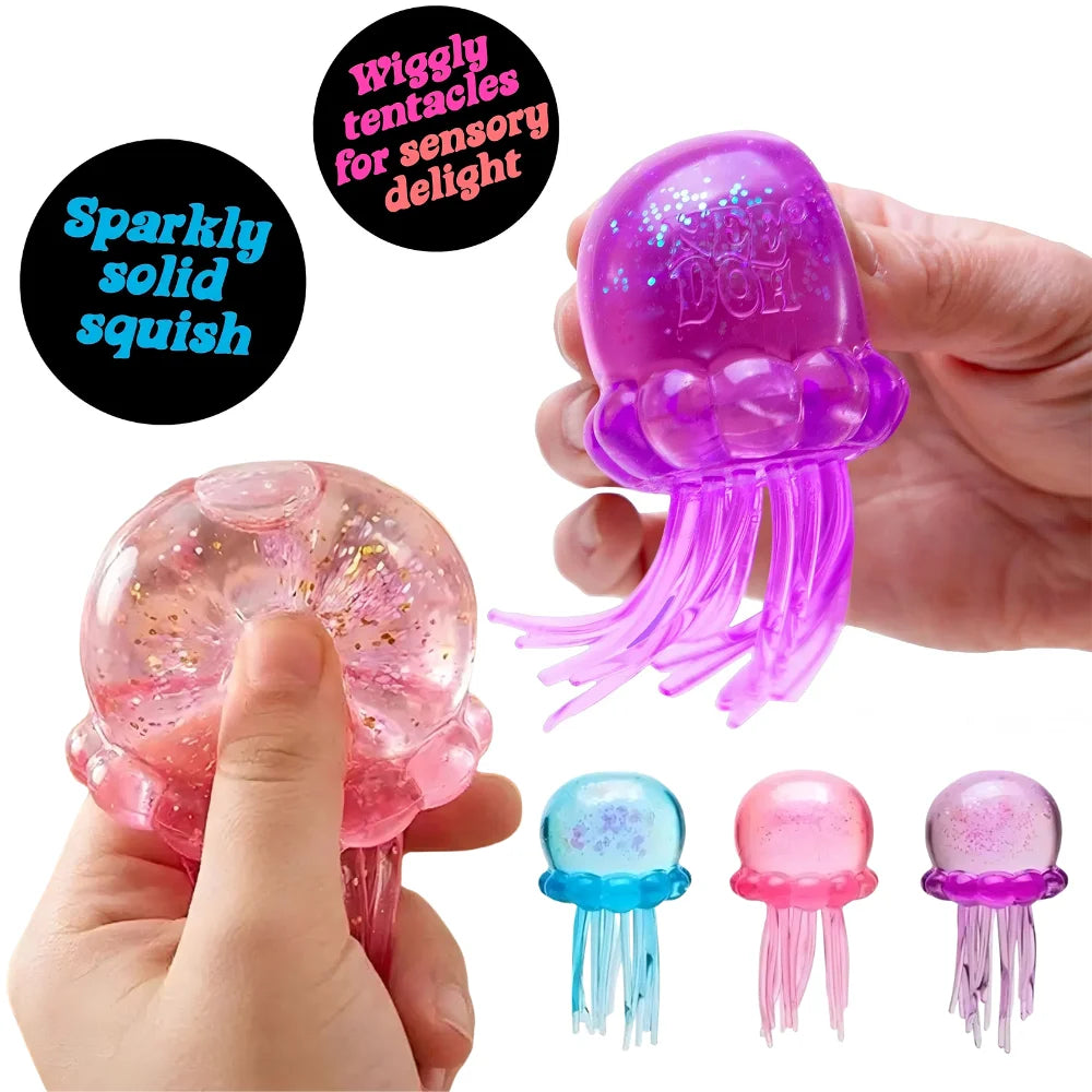 Trending Jellyfish Cube Squish Toy Soft Jelly Squeeze Stress Relief Fidget Sensory NeeDoh for Kids Adults