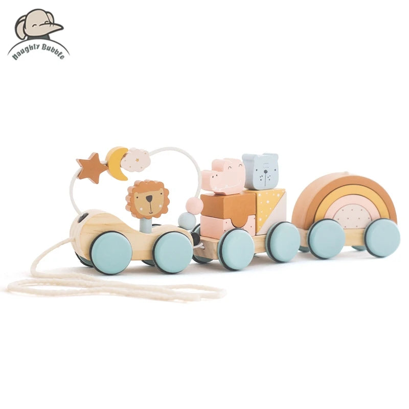 Wooden Montessori Toys Animal Block Train