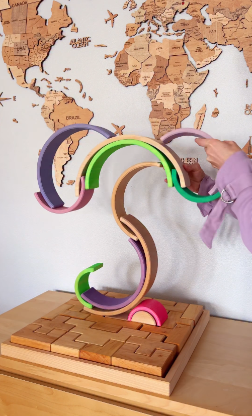Arch Bridge Rainbow Wooden Building Blocks Stacking Games