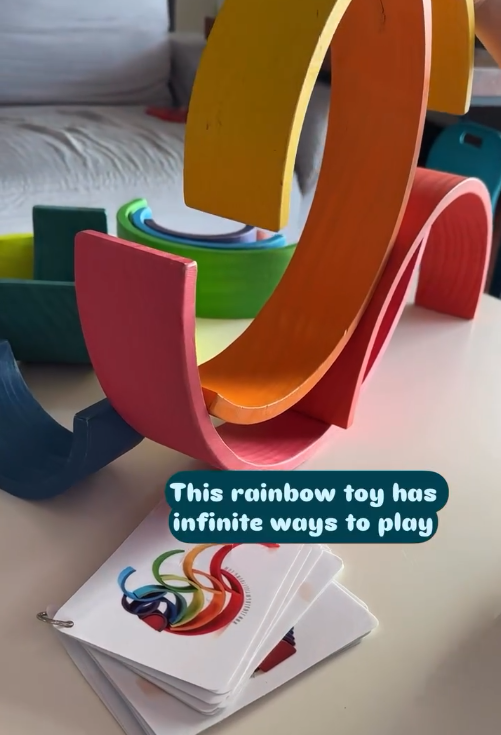 Arch Bridge Rainbow Wooden Building Blocks Stacking Games