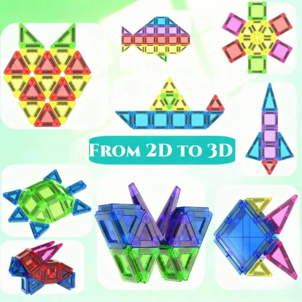Magnetic Tiles for kids ages 3+ Mini Magnetic Building Blocks,Magnet Tiles Travel Set with Iron Box, Gift Toys for Boys and Girl