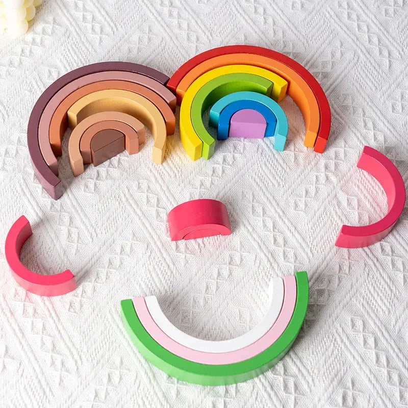 Arch Bridge Rainbow Wooden Building Blocks Stacking Games