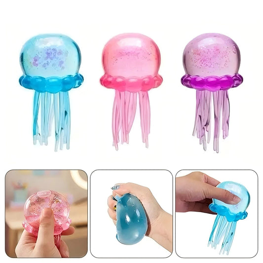 Trending Jellyfish Cube Squish Toy Soft Jelly Squeeze Stress Relief Fidget Sensory NeeDoh for Kids Adults