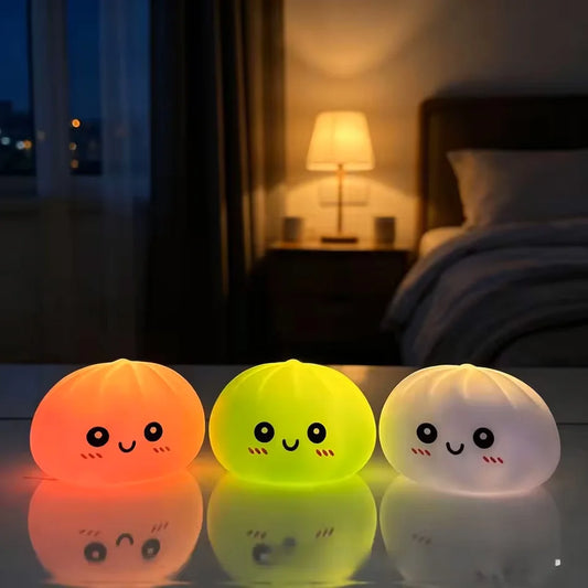LED Glowing Bun Squishy: Light-up Bubble Spitting Steamed Bun