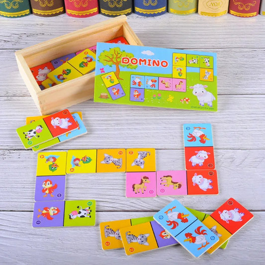 Montessori Wooden Domino Building Blocks Animal