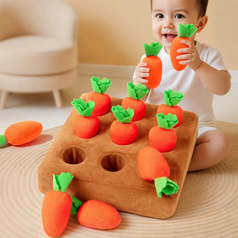 Montessori Plush Pull Carrot Toy Soft Cotton Radish Interactive Game Baby Cognitive Educational Toys Early Learning Gift for Chi