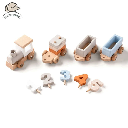 Wooden Montessori Toys Animal Block Train
