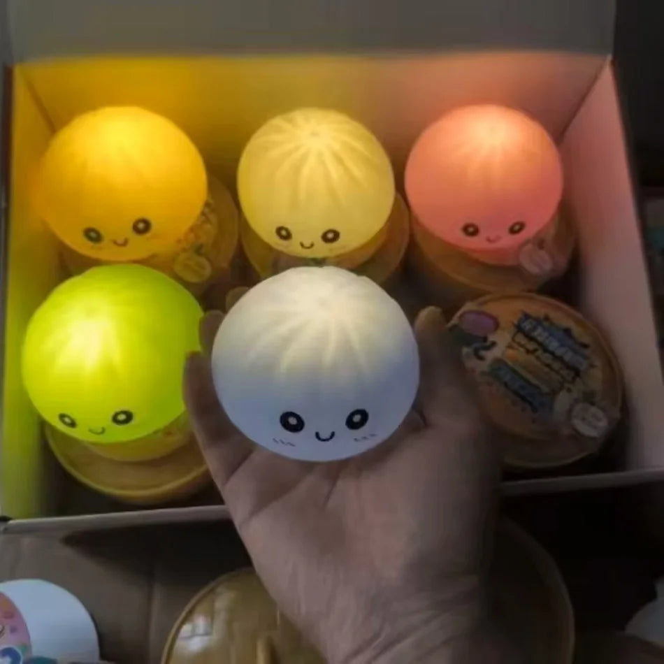 LED Glowing Bun Squishy: Light-up Bubble Spitting Steamed Bun