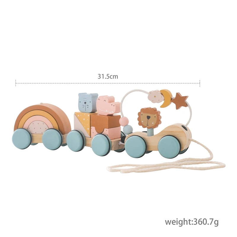 Wooden Montessori Toys Animal Block Train